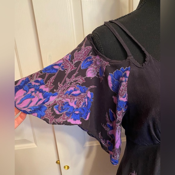 FP Black & Purple Floral Cold Shoulder Witchy Sundress - Picture 5 of 11